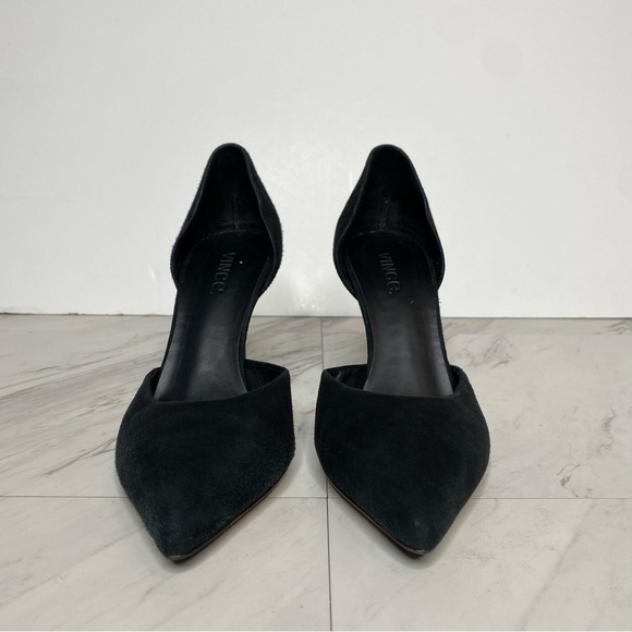 Vince D’Orsay Pointy Toe Black Suede Pump 7 1/2 M - Picture 2 of 15